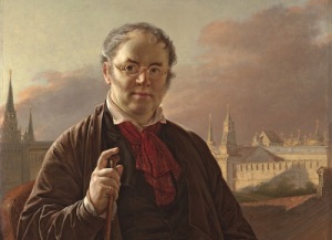 Василий Тропинин (Автопортрет на фоне окна, с видом на Кремль, 1846, Третьяковская галерея, Москва, )